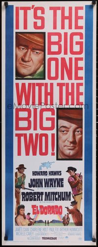 7g0624 EL DORADO insert 1967 John Wayne, Robert Mitchum, Howard Hawks, big one with the big two!