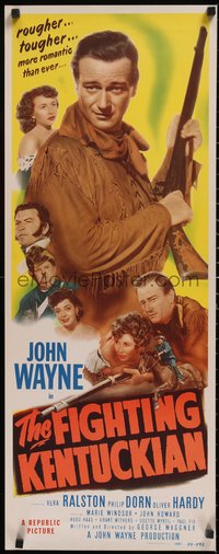 7g0626 FIGHTING KENTUCKIAN insert 1949 rougher, tougher & more romantic John Wayne + Oliver Hardy!