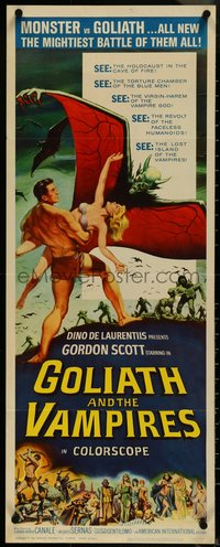 7g0632 GOLIATH & THE VAMPIRES insert 1964 Maciste Contro il Vampiro, cool fantasy horror art!