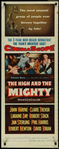 7g0637 HIGH & THE MIGHTY insert 1954 John Wayne & Claire Trevor, William Wellman airplane disaster!