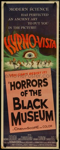 7g0638 HORRORS OF THE BLACK MUSEUM insert 1959 amazing new dimension in screen thrills, Hypno-Vista!