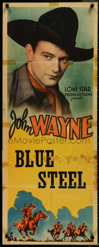 7g0650 JOHN WAYNE insert 1940s great image of young John Wayne wearing cowboy hat, Blue Steel!