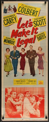 7g0659 LET'S MAKE IT LEGAL insert 1951 early sexy Marilyn Monroe shown w/cast & in inset photo!