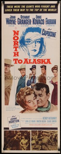 7g0679 NORTH TO ALASKA insert 1960 John Wayne & sexy Capucine in a fun-filled adventure in the Yukon!