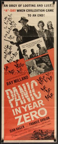 7g0682 PANIC IN YEAR ZERO insert 1962 Ray Milland, Jean Hagen, Avalon, orgy of looting & lust!