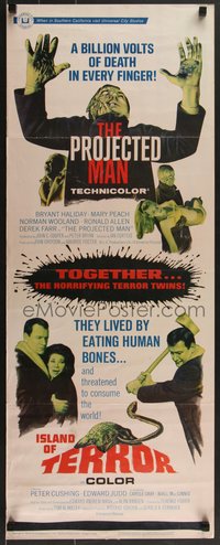 7g0684 PROJECTED MAN/ISLAND OF TERROR insert 1967 English sci-fi horror double-feature, rare!