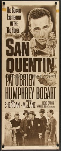 7g0690 SAN QUENTIN insert R1950 convict Humphrey Bogart with inmate & guard Pat O'Brien!