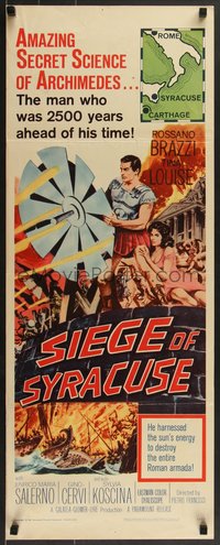 7g0696 SIEGE OF SYRACUSE insert 1962 Rossano Brazzi, Tina Louise, the amazing story of Archimedes!