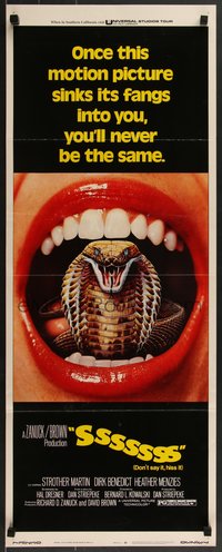 7g0701 SSSSSSS insert 1973 Dirk Benedict, Heather Menzies, image of cobra snake in screaming mouth!