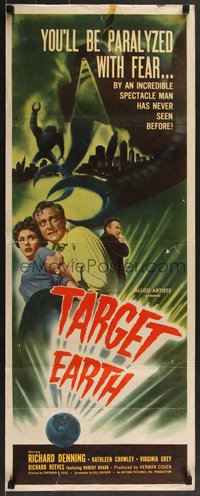 7g0707 TARGET EARTH insert 1954 sci-fi art of incredible spectacle man has never seen before!