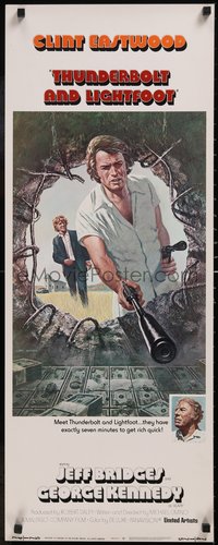 7g0709 THUNDERBOLT & LIGHTFOOT insert 1974 art of Clint Eastwood with HUGE gun by McGinnis!