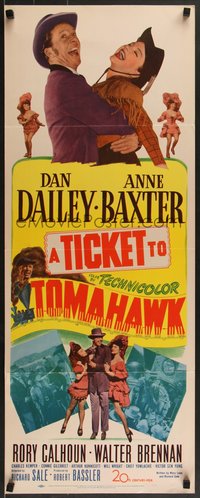 7g0710 TICKET TO TOMAHAWK insert 1950 great images of wacky Dan Dailey & pretty cowgirl Ann Baxter!