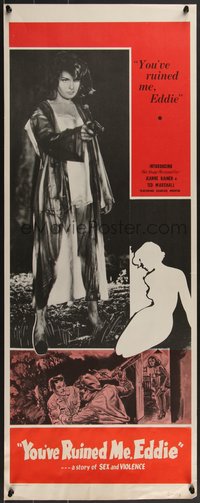 7g0713 TOUCH OF FLESH insert R1961 great image of girl in robe w/gun, You've ruined me, Eddie!