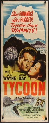 7g0719 TYCOON insert 1947 great close up romantic artwork of John Wayne & Laraine Day!