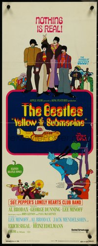 7g0730 YELLOW SUBMARINE insert 1968 psychedelic art of Beatles John, Paul, Ringo & George, rare!