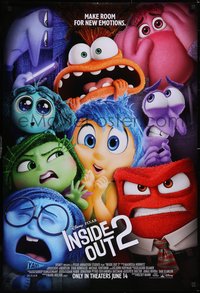 7g0382 INSIDE OUT 2 advance DS 1sh 2024 Walt Disney/Pixar, make room for new emotions, ultra rare!