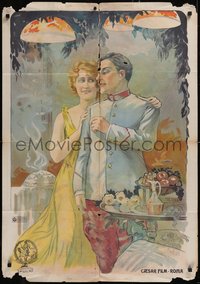 7g0168 CAESAR FILM Italian 1sh 1910s great Giovanni Spellani art of happy couple, ultra rare!