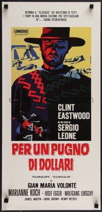 7g0566 FISTFUL OF DOLLARS Italian locandina R2010s art of Clint Eastwood by Papuzza, ultra rare!