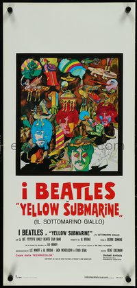 7g0586 YELLOW SUBMARINE Italian locandina R1980s Beatles John, Paul, Ringo & George, different!