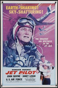 7g0386 JET PILOT 1sh R1979 John Wayne flies with the screaming eagles, Howard Hughes, Ren Wicks art!