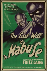 7g0401 LAST WILL OF DR MABUSE 1sh 1943 Fritz Lang, Klein-Rogge in title role, French version, rare!