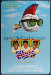 7g0416 MAJOR LEAGUE 1sh 1989 Charlie Sheen, Tom Berenger, wacky art of baseball with mohawk!