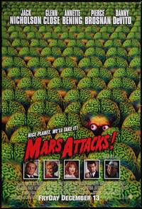 7g0420 MARS ATTACKS! int'l advance DS 1sh 1996 directed by Tim Burton, great image of brainy aliens!