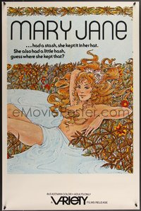 7g0421 MARY JANE 1sh 1972 artwork of sexy topless woman laying in field of marijuana!