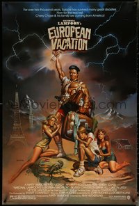 7g0429 NATIONAL LAMPOON'S EUROPEAN VACATION 1sh 1985 Chevy Chase, wacky fantasy art by Vallejo!