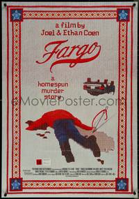 7g0112 FARGO English 1sh 1996 Coen Brothers' murder story, Dormand, needlepoint design, ultra rare!