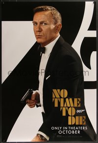 7g0432 NO TIME TO DIE teaser DS 1sh 2021 Daniel Craig as James Bond 007 w/ gun, rare!