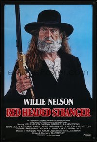 7g0462 RED-HEADED STRANGER 1sh 1986 great close up art of Willie Nelson with rifle by Tanenbaum!