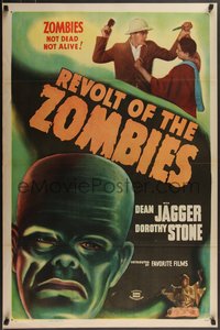 7g0465 REVOLT OF THE ZOMBIES 1sh R1947 cool artwork, they're not dead and they're not alive!