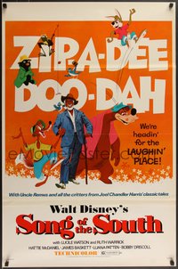 7g0494 SONG OF THE SOUTH 1sh R1972 Walt Disney, Uncle Remus, Br'er Rabbit & Bear, zip-a-dee doo-dah!