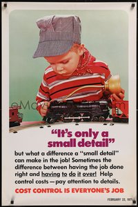 7g0181 COST CONTROL IS EVERYONE'S JOB 24x37 motivational poster 1971 boy train engineer, ultra rare!