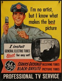 7g0732 GENERAL ELECTRIC 20x26 advertising poster 1950s black-daylite picture tubes, ultra rare!