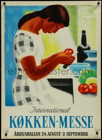 7g0237 INTERNATIONAL KOKKEN-MESSE 24x33 Danish special poster 1954 Aage Sikker Hansen, ultra rare!