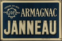 7g0061 JANNEAU 32x48 French advertising poster 1950s Armagnac brandy alcohol, crest, ultra rare!