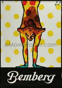 7g0043 J.P. BEMBERG 38x54 Italian commercial poster 1980s clown doing handstand by Rene Gruau!