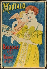 7g0044 MANTALO 32x47 French advertising poster 1910s cherub and woman by Lachou, ultra rare!