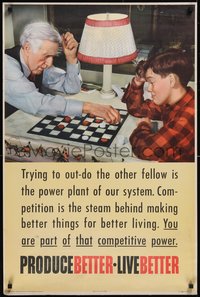 7g0184 PRODUCE BETTER LIVE BETTER 24x36 motivational poster 1948 Wells art of checkers, ultra rare!