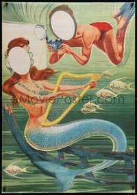 7g0011 SYLVANIA PHOTO-PROPS 2-sided 32x45 special poster 1950s mermaid and pirate plank, ultra rare!