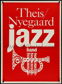 7g0145 THEIS/NYEGAARD JAZZ BAND 24x34 Danish music poster 1960s wild art of trumpet, ultra rare!