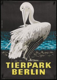 7g0246 TIERPARK BERLIN 23x32 East German special poster 1978 art of pelican by Kurt Walter, rare!