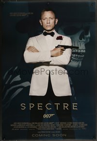 7g0496 SPECTRE int'l advance DS 1sh 2015 cool image of Daniel Craig as James Bond 007 with gun!