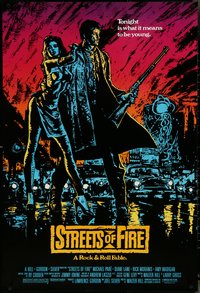 7g0506 STREETS OF FIRE 1sh 1984 Walter Hill, Michael Pare, Diane Lane, artwork by Riehm, no borders!