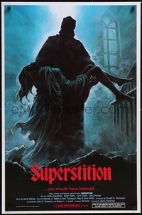 7g0508 SUPERSTITION 1sh 1985 art of ghoulish figure carrying girl, you should have believed!