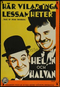 7g0134 PACK UP YOUR TROUBLES Swedish 1933 Fuchs artwork of Stan Laurel & Oliver Hardy, ultra rare!