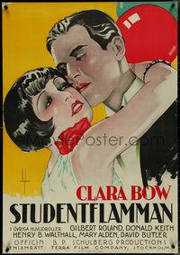 7g0135 PLASTIC AGE Swedish 1925 romantic Bjornberg art of sexy Clara Bow & Donald Keith, ultra rare!