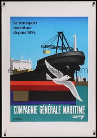 7g0214 PIERRE FIX-MASSEAU signed 28x39 French art print 1993 Compagnie General Maritime, ultra rare!